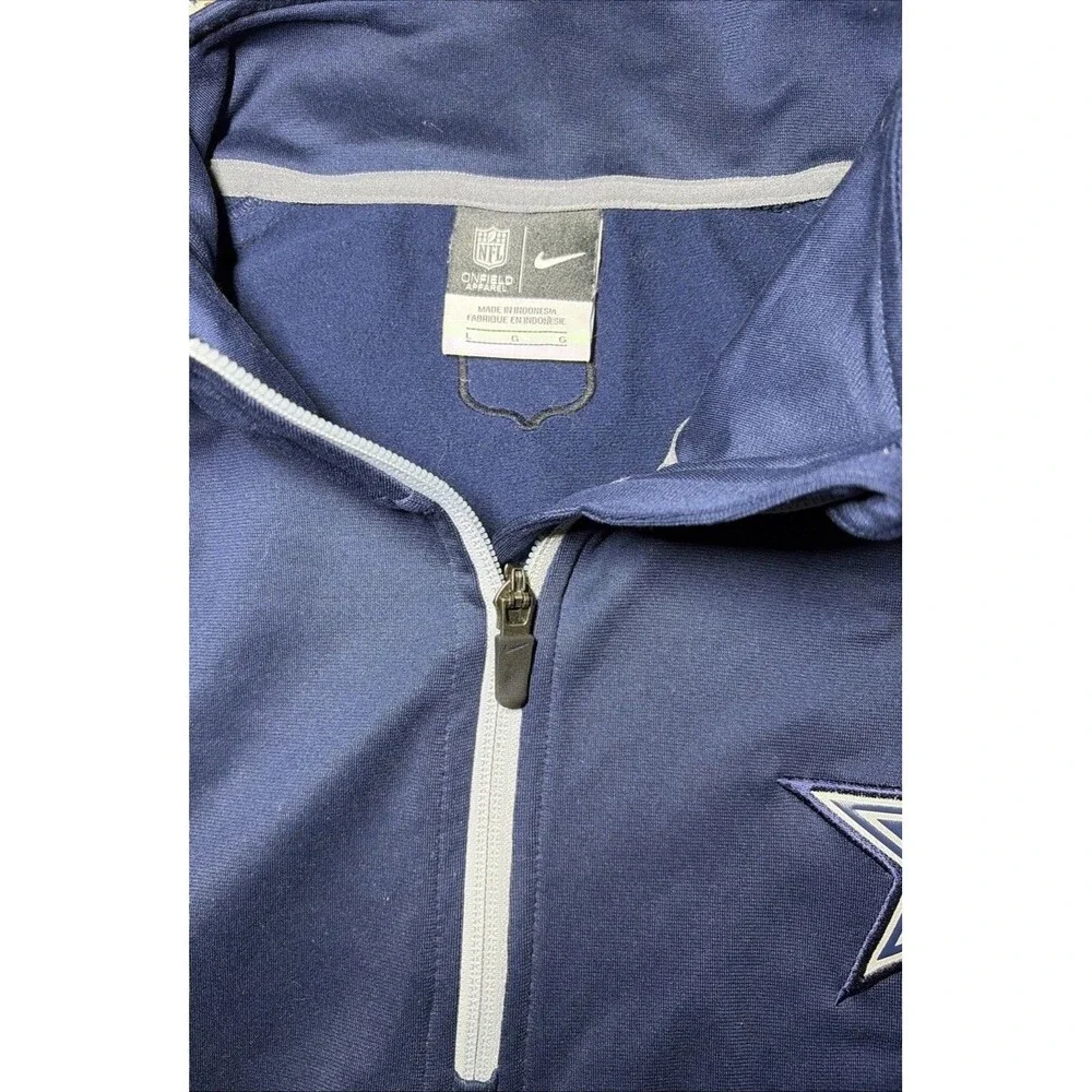 Nike Dallas Cowboys NFL On-Field 1/4 Zip Jacket Pullover Blue Tan Men's Large
